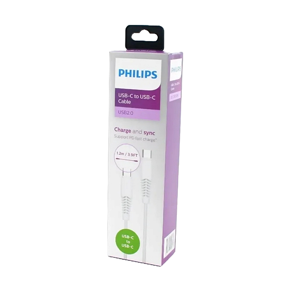 Cabo com Conector Philips Usb C 2.0 Para Usb C Original Universal Carregar e Sincronizar 1.2m