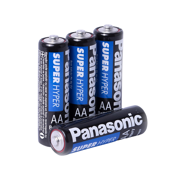 Pilhas AA Pequena Panasonic Pilha 2A Comum Zinco Manganês 4 Unidades 1,5V