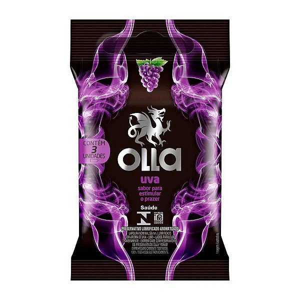 Camisinha Preservativo Olla Sabor Uva Com 3 Unidades