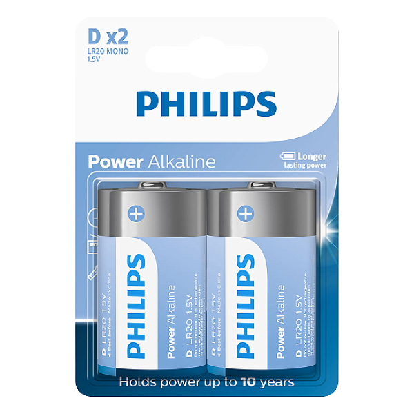 Baterias Alcalinas Philips D Grande 2 Unidades