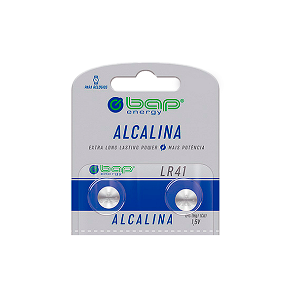 Bateria Botão LR41 Alcalina 1,55v Cartela Com 2 Unidades Bap Energy