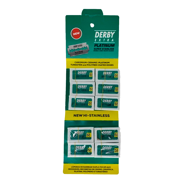 Lâminas de Barbear Derby Verde Extra Platinum 50 Unidades