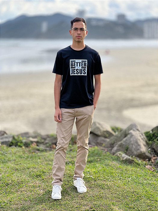 Camiseta Basic Life With Jesus Menalmei Preta