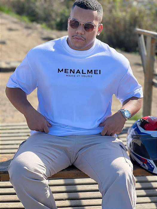 Camiseta Oversized Make It Yours Menalmei Branca