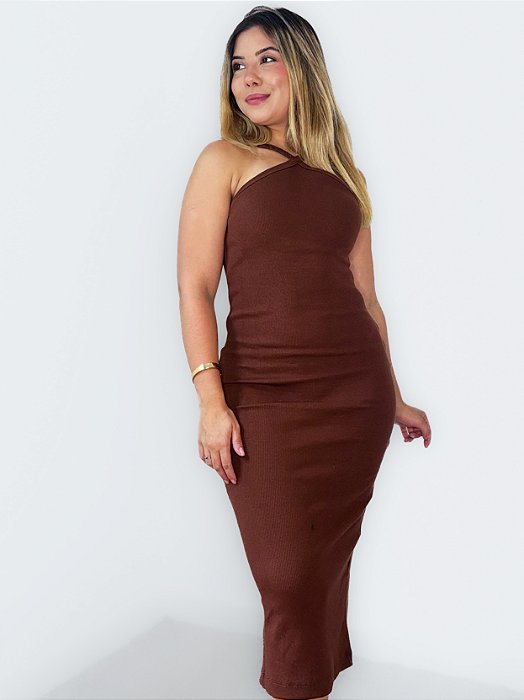 Vestido Canelado Midi