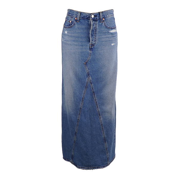 Saia Jeans Levi's® Iconic Long Slit Lavagem Média