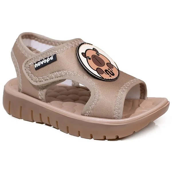 Sandália Infantil Novopé Flat Capivara Bege