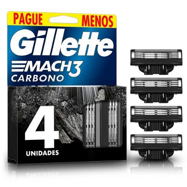 Carga para Aparelho de Barbear Gillette Mach3 Carbono - 4 UN