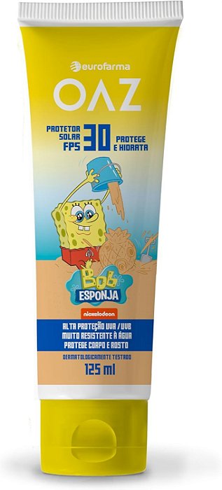 Protetor Solar Infantil OAZ Bob Esponja FPS30 - 125ml