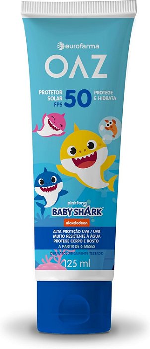 Protetor Solar Creme OAZ Baby Shark FPS50 - 125ml