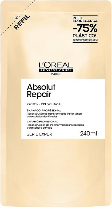 Refil L'Oréal Professionnel Absolut Repair Gold Quinoa + Protein Shampoo - 240ml
