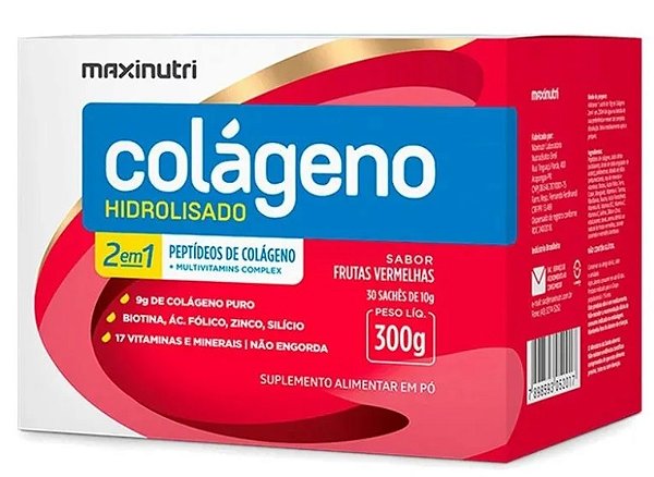Colágeno Hidrolisado Verisol + Q10 Frutas Vermelhas Maxinutri 30 sachês