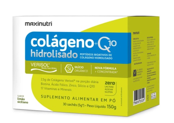 Colágeno Hidrolisado Verisol + Q10 Frutas Limão Siciliano Maxinutri 30 sachês
