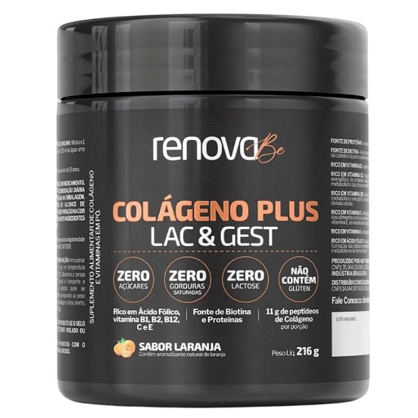 RenovaBe Colágeno Plus Lac&Gest Sabor Laranja 216g