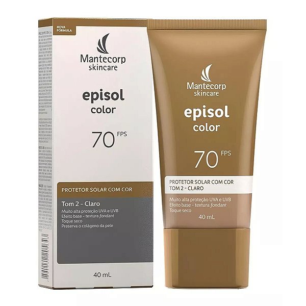 Protetor Solar Facial Episol Color FPS70 Tom 2 Claro 40ml