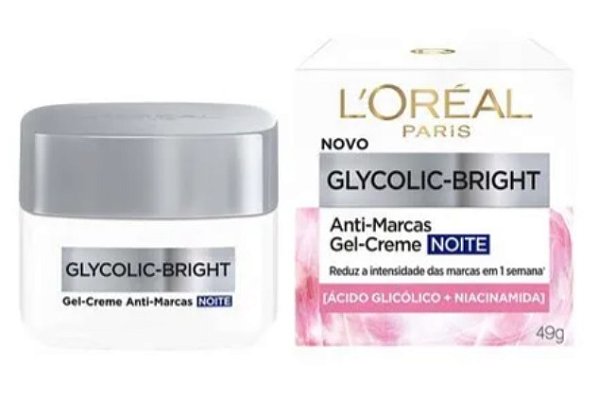 Glycolic-Bright Noite Gel Creme Facial Anti-Marcas L'oreal 49g