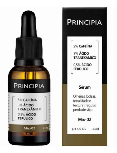 Sérum Mix 02 Cafeína Ácido Tranexâmico Ácido Ferúlico Principia 30ml