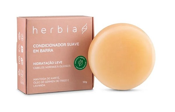 Condicionador Suave em Barra Normais a Oleosos Natural e Vegano Herbia 50g