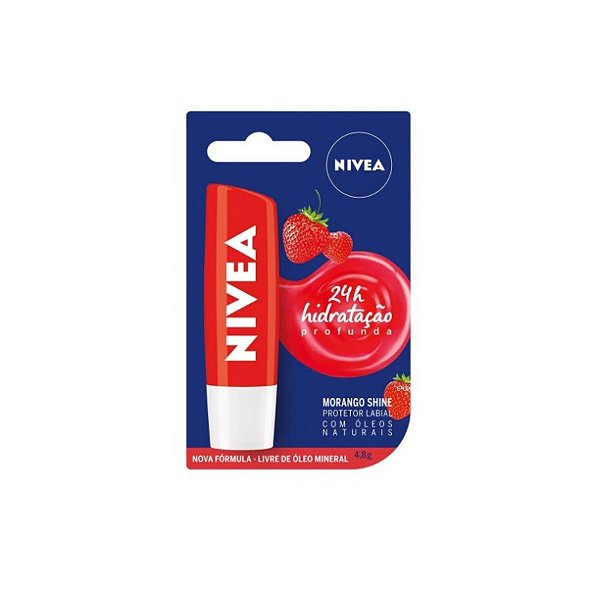 Protetor Labial Nivea - Com Cor - Morango Shine - 4,8g