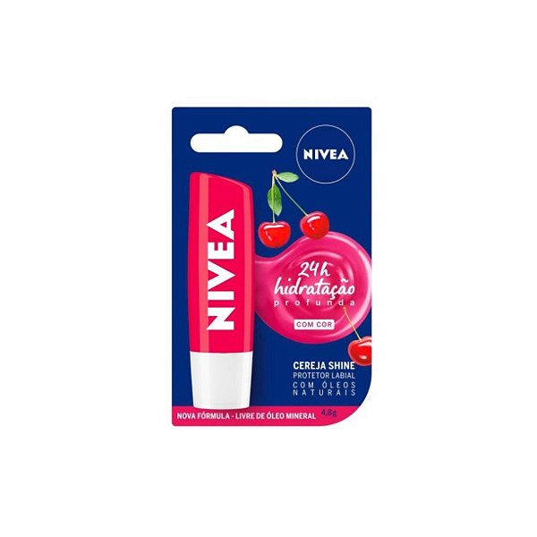 Protetor Labial Nivea - Com Cor - Cereja Shine - 4,8g