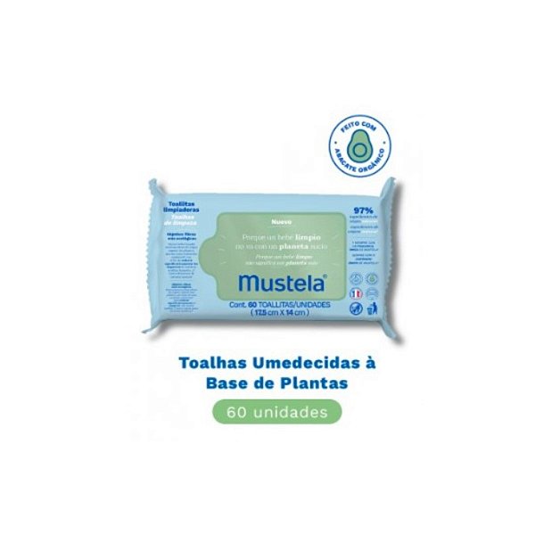 Toalha Umedecida Mustela a Base de Plantas 60 unidades