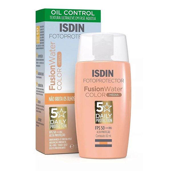 Protetor Solar Facial ISDIN Fusion Water Color Média FPS50 50ml