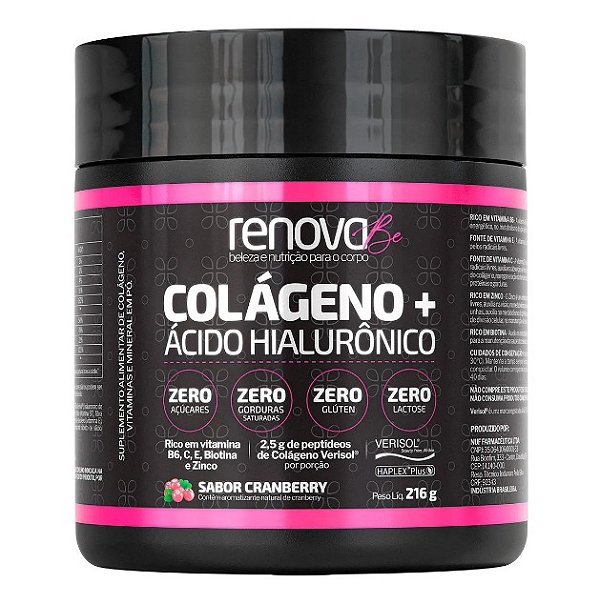 RenovaBe Colágeno + Ácido Hialurônico Cranberry 216g