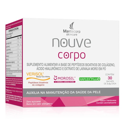 Nouve Corpo Suplemento Alimentar Sabor Framboesa Mantecorp 30 sachês