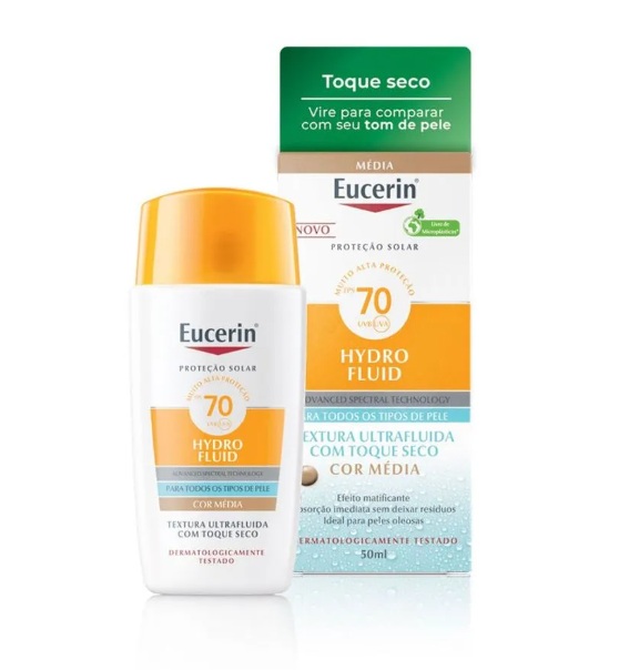 Eucerin Hydro Fluid FPS70 Protetor Solar Cor Média 50ml