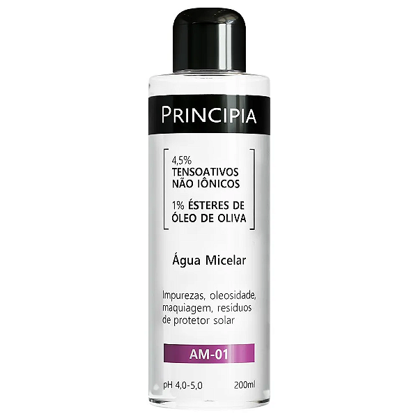 Água Micelar Principia Skincare 4,5% Tensoativos Não Iônicos + 1% Ésteres de Óleo de Oliva AM-01 200ml
