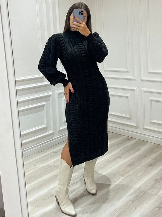 Vestido Tricot Max Luxo Premium PRETO