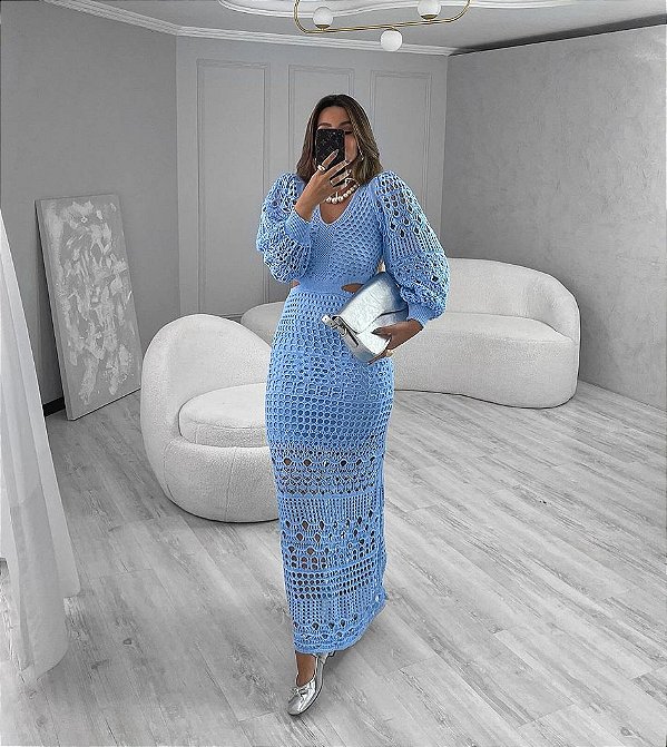 Vestido Tricot Dubai AZUL