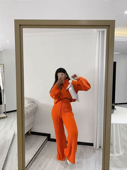Conjunto TRICOT AURORA LARANJA