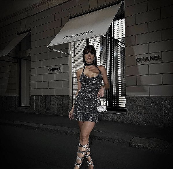 Vestido capadócia STRASS PRETO