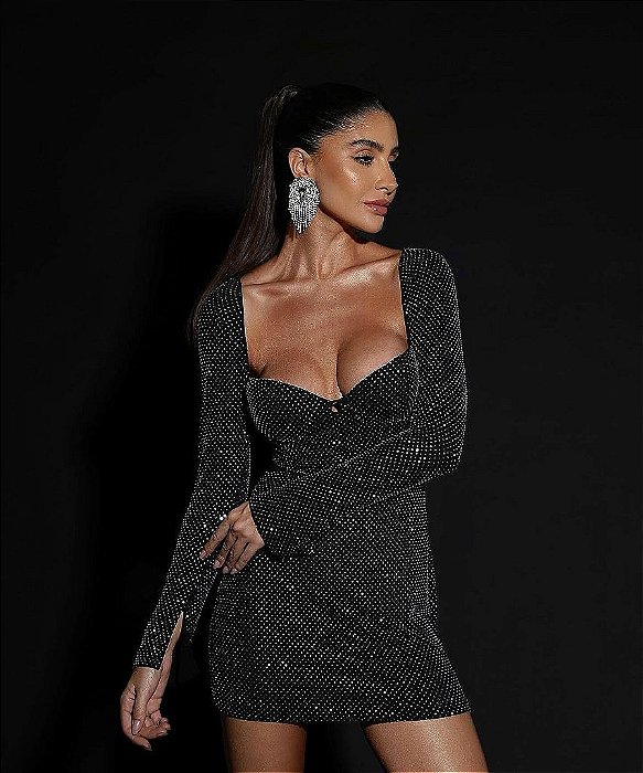 Vestido Gloria shine Premium PRETO