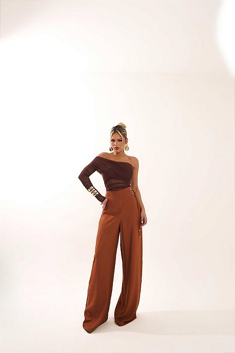 Calça Dominique Alfaiataria Marrom