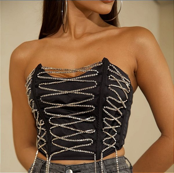 Corselete strass luxo Laura
