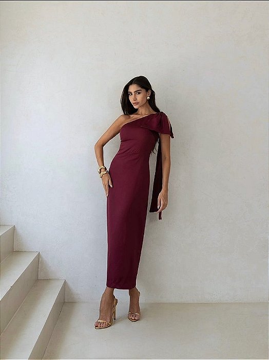 Vestido Midi Samanta Marsala