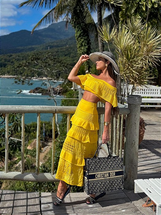 Conjunto Tricot Nayara Amarelo