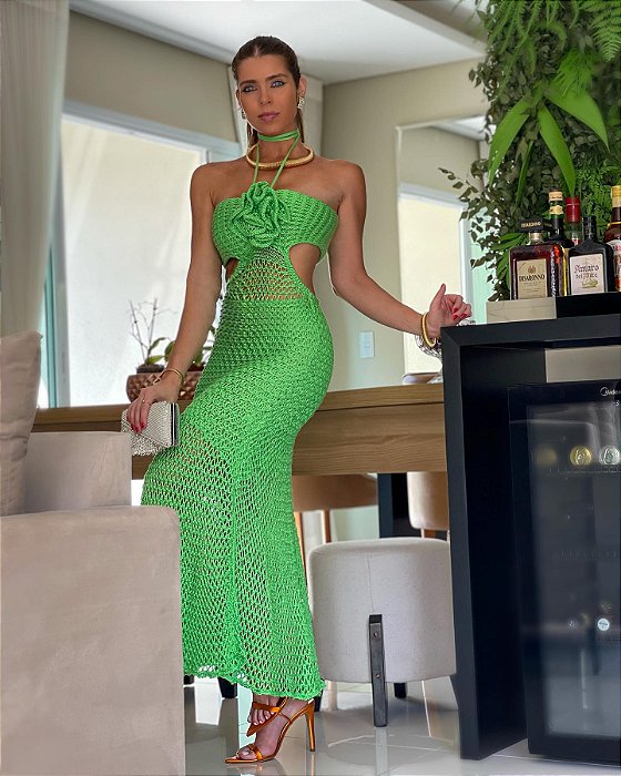 Vestido Tricot Luxo Grécia Verde