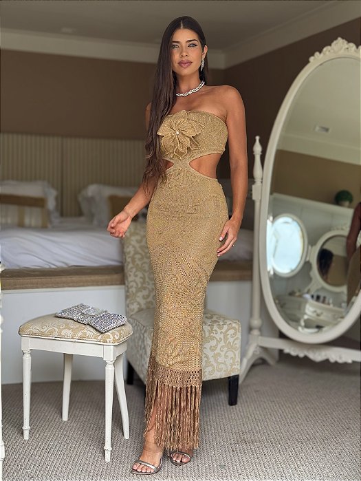 Vestido Tricot Dandara Dourado