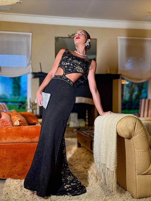Vestido Tricot longo Leila Luxo Preto