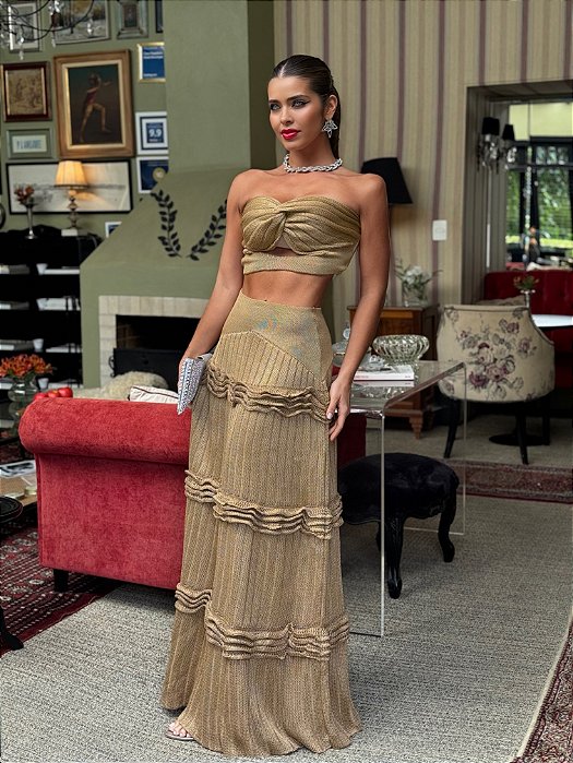 Conjunto Tricot Luxo Eleonor dourado