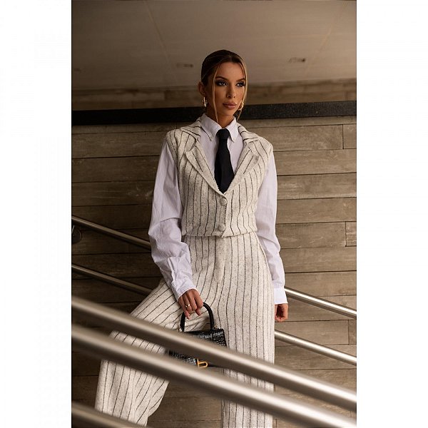 Conjunto Tricot LIZ risca de giz