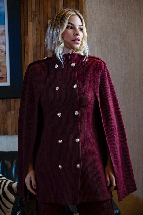 Vestido Capa Diana Luxo Marsala