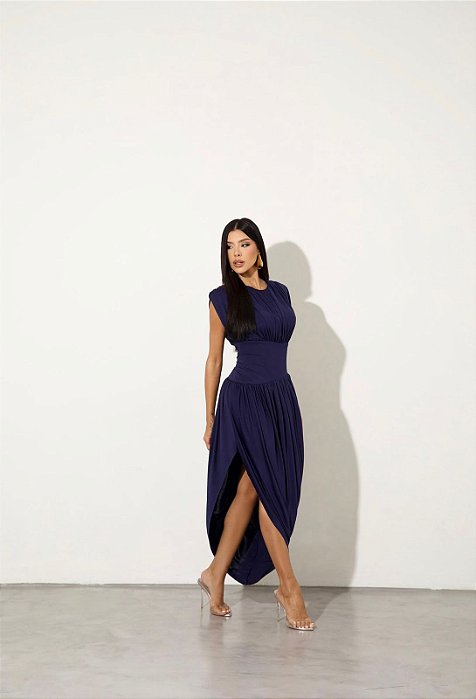 Vestido Midi Vanusa Azul Marinho