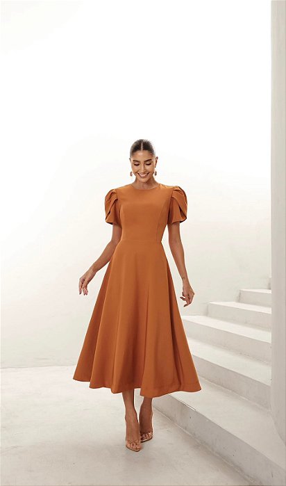 Vestido midi Althea Terracota