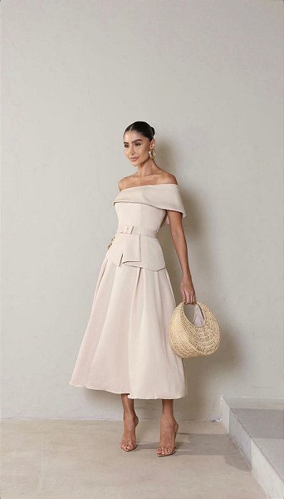 Vestido Midi Belleze Nude