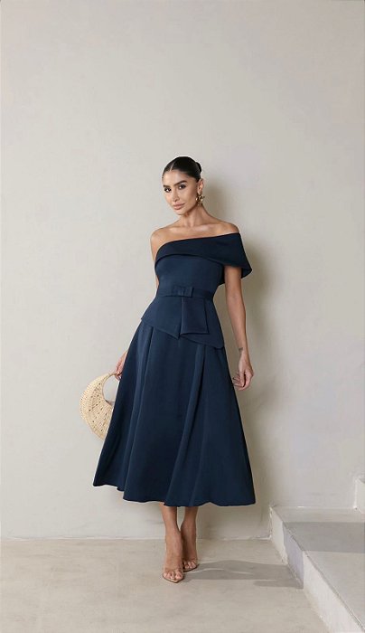Vestido Midi Belleze Azul marinho