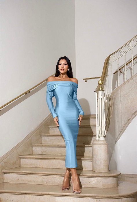 Vestido Midi Rubi Azul Claro